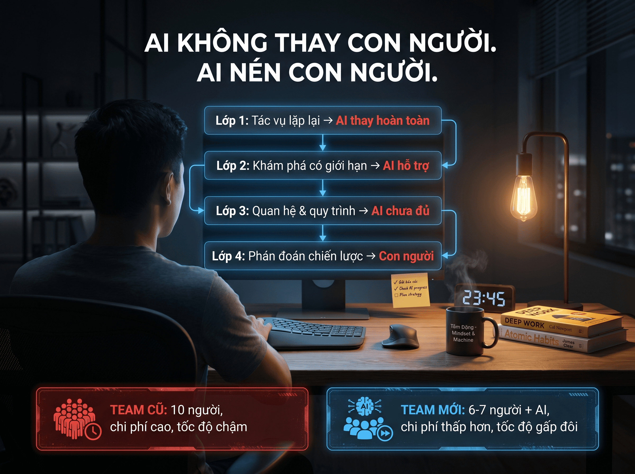 Ảnh minh họa: AI Thay Nhân Viên — Nhưng “Thay” Ở Đây Thực Sự Nghĩa Là Gì?